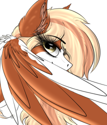 Size: 2645x3100 | Tagged: safe, artist:beamybutt, oc, oc only, pegasus, pony, bust, ear fluff, eyelashes, female, high res, mare, pegasus oc, simple background, smiling, transparent background, wings