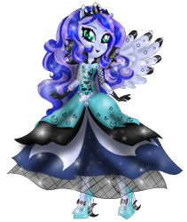 Size: 494x584 | Tagged: safe, artist:gihhbloonde, princess luna, equestria girls, g4, base used, clothes, dress, eyelashes, female, high heels, ponied up, shoes, simple background, transparent background