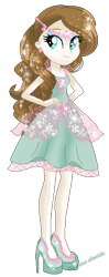 Size: 223x562 | Tagged: safe, artist:gihhbloonde, oc, oc only, oc:gihh bloonde, equestria girls, g4, base used, clothes, dress, eyelashes, female, hand on hip, high heels, shoes, simple background, smiling, transparent background