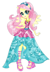 Size: 436x620 | Tagged: safe, artist:gihhbloonde, fluttershy, equestria girls, g4, base used, clothes, dress, eyelashes, female, high heels, ponied up, shoes, simple background, smiling, transparent background, wings