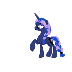 Size: 2449x2449 | Tagged: safe, artist:ritya9898, princess luna, alicorn, pony, g4, alternate cutie mark, alternate hairstyle, elsa, female, frozen (movie), high res, lidded eyes, mare, queen lunelsa, raised hoof, simple background, solo, transparent background