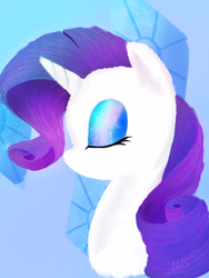 Size: 1536x2048 | Tagged: safe, artist:aanotherpony, rarity, pony, unicorn, g4, bust, cutie mark background, eyes closed, female, gradient background, profile, solo