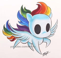 Size: 943x896 | Tagged: safe, artist:meiyu, part of a set, rainbow dash, pegasus, pony, g4, alternate design, hollow knight, style emulation, traditional art, watermark