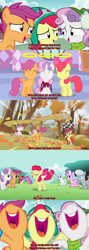 Size: 1920x5400 | Tagged: safe, edit, edited screencap, screencap, apple bloom, cotton cloudy, diamond tiara, scootaloo, silver spoon, sweetie belle, twist, earth pony, pegasus, pony, unicorn, g4, my little pony best gift ever, season 1, season 2, stare master, the cutie pox, alvin and the chipmunks, christmas, christmas don't be late, cutie mark crusaders, holiday, loop-de-hoop, lyrics, lyrics in the description, paraglider, singing, song reference, text, youtube link in the description