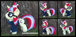 Size: 3555x1754 | Tagged: safe, artist:peruserofpieces, moondancer, pony, unicorn, g4, clothes, female, glasses, high res, irl, mare, photo, plushie, smiling, standing, sweater, tree