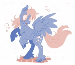 Size: 2048x1792 | Tagged: safe, artist:pastacrylic, derpy hooves, pegasus, pony, g4, bubble, simple background, smiling, solo, spread wings, unshorn fetlocks, white background, wings