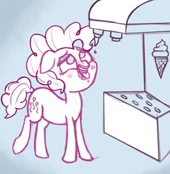 Size: 750x768 | Tagged: safe, pinkie pie, earth pony, pony, g4, food, ice cream, simple background, solo, suggestive eating