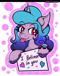 Size: 3000x3800 | Tagged: safe, artist:php190, izzy moonbow, pony, unicorn, g5, my little pony: a new generation, abstract background, bust, female, high res, looking at you, mare, motivational poster, portrait, positive message, positive ponies, poster, solo, text, wholesome