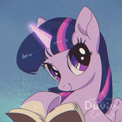 Size: 2000x2000 | Tagged: safe, artist:duvivi, twilight sparkle, alicorn, pony, g4, book, cute, female, high res, looking at you, mare, smiling, smiling at you, solo, twiabetes, twilight sparkle (alicorn)