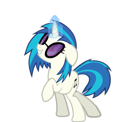 Size: 1071x1080 | Tagged: safe, artist:shadesofeverfree, dj pon-3, vinyl scratch, pony, unicorn, g4, female, floppy ears, glowing, glowing horn, grin, horn, magic, magic aura, mare, raised hoof, simple background, smiling, solo, standing, tail, transparent background, two toned mane, two toned tail, vector