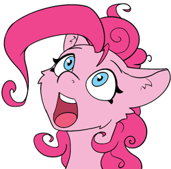 Size: 1117x1100 | Tagged: safe, artist:alcor, pinkie pie, earth pony, pony, g4, bust, gasp, gasping, mouth wide open, open mouth, simple background, sketch, solo, surprised face, transparent background
