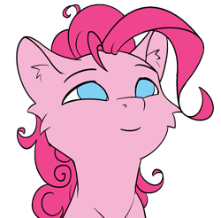 Size: 1117x1100 | Tagged: safe, artist:alcor, pinkie pie, earth pony, pony, g4, bust, cheek fluff, no pupils, simple background, sketch, smiling, solo, transparent background