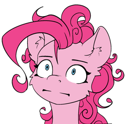 Size: 1117x1100 | Tagged: safe, artist:alcor, pinkie pie, earth pony, pony, g4, blank stare, bust, cheek fluff, ear fluff, female, heavy breathing, mare, portrait, reaction image, shocked, shocked expression, shocked eyes, simple background, sketch, solo, transparent background, wide eyes
