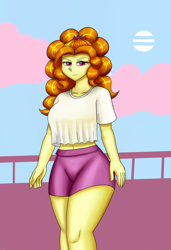 Size: 1300x1900 | Tagged: safe, artist:zachc, adagio dazzle, equestria girls, breasts, clothes, female, looking at you, shorts, solo