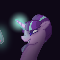 Size: 1006x1011 | Tagged: safe, artist:nitlynjane, starlight glimmer, pony, unicorn, g4, cutie mark, dark background, evil starlight, magic, magic aura, s5 starlight, simple background, solo