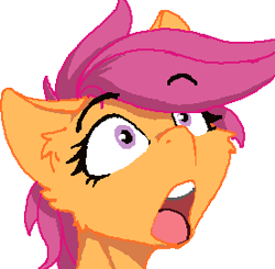 Size: 276x271 | Tagged: safe, artist:alcor, scootaloo, pegasus, pony, g4, gasp, looking at something, open mouth, simple background, sketch, solo, surprised face, transparent background