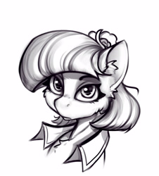 Size: 3411x3769 | Tagged: safe, artist:alcor, coco pommel, earth pony, pony, g4, ear fluff, female, high res, looking at you, mare, monochrome, sketch, solo