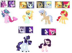 Size: 2000x1469 | Tagged: safe, artist:tragedy-kaz, applejack, coloratura, derpy hooves, doctor whooves, funnel web, inky rose, pinkie pie, rainbow dash, strawberry sunrise, time turner, oc, earth pony, pegasus, pony, siren, g4, base used, emo, female, goth, hat, interspecies offspring, lesbian, looking back, magical lesbian spawn, male, mare, offspring, parent:adagio dazzle, parent:applejack, parent:carrot top, parent:coloratura, parent:derpy hooves, parent:doctor whooves, parent:funnel web, parent:inky rose, parent:pinkie pie, parent:starlight glimmer, parent:strawberry sunrise, parents:applerise, parents:doctorderpy, parents:inkyweb, parents:pinkieweb, parents:rarajack, pinkieweb, rara, screencap reference, ship:applerise, ship:doctorderpy, ship:inkyweb, ship:rarajack, shipping, simple background, stallion, straight, transparent background