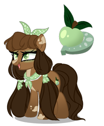 Size: 944x1146 | Tagged: safe, artist:elementbases, artist:just-silvushka, oc, oc only, earth pony, pony, apple, earth pony oc, eyelashes, female, food, makeup, mare, offspring, parent:applejack, parent:trouble shoes, parents:troublejack, simple background, solo, transparent background