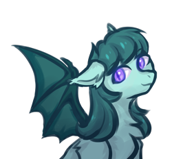 Size: 3259x3020 | Tagged: safe, artist:mynillion, oc, oc only, oc:aster bloom, bat pony, pony, bat pony oc, chest fluff, ear fluff, female, glowing, glowing eyes, high res, mare, simple background, solo, spread wings, transparent background, wings