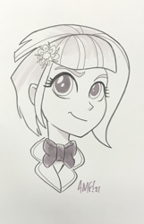 Size: 1627x2533 | Tagged: safe, artist:tonyfleecs, sunny flare, equestria girls, g4, my little pony equestria girls: friendship games, commission, commissioner:mayorlight, grayscale, looking at you, monochrome, traditional art