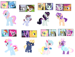 Size: 2000x1512 | Tagged: safe, artist:tragedy-kaz, coloratura, daring do, flash sentry, fluttershy, twilight sparkle, oc, alicorn, draconequus, earth pony, hybrid, pegasus, pony, unicorn, g4, base used, colt, female, filly, interspecies offspring, magical gay spawn, magical lesbian spawn, male, mare, offspring, parent:coloratura, parent:daring do, parent:discord, parent:flash sentry, parent:fluttershy, parent:pinkie pie, parent:pipsqueak, parent:princess cadance, parent:rainbow dash, parent:scootaloo, parent:sweetie belle, parent:trixie, parent:twilight sparkle, parents:discoshy, parents:flashlight, parents:pinkiedash, parents:scootabelle, screencap reference, simple background, transparent background, twilight sparkle (alicorn)