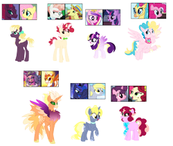 Size: 2000x1689 | Tagged: safe, artist:tragedy-kaz, fluttershy, tempest shadow, twilight sparkle, oc, alicorn, hybrid, pegasus, pony, unicorn, g4, base used, chest fluff, interspecies offspring, magical lesbian spawn, offspring, parent:cheerilee, parent:daybreaker, parent:derpy hooves, parent:flim, parent:fluttershy, parent:pinkie pie, parent:princess cadance, parent:princess luna, parent:princess skystar, parent:sugar belle, parent:svengallop, parent:tempest shadow, parent:twilight sparkle, parents:skypie, parents:tempestshy, screencap reference, simple background, transparent background, twilight sparkle (alicorn)