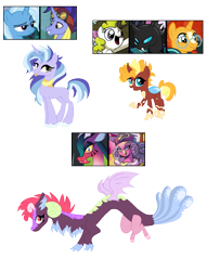 Size: 1143x1500 | Tagged: safe, artist:tragedy-kaz, hoo'far, trixie, oc, changeling, draconequus, pony, unicorn, g4, base used, draconequus oc, female, goggles, magical lesbian spawn, male, mare, offspring, parent:cosmos, parent:hoo'far, parent:princess eris, parent:sunburst, parent:surprise, parent:trixie, parents:cosmoseris, parents:supriseburstling, parents:trixfar, screencap reference, simple background, stallion, transparent background