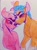 Size: 874x1188 | Tagged: safe, artist:rare-apples, hitch trailblazer, sprout cloverleaf, earth pony, pony, g5, my little pony: a new generation, blaze (coat marking), blushing, coat markings, duo, duo male, eyebrows, eyebrows visible through hair, facial markings, floating heart, gay, heart, male, nuzzling, ship:clovertrail, shipping, stallion, traditional art