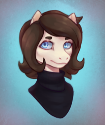 Size: 774x915 | Tagged: safe, artist:metalcoward, oc, oc only, oc:staffie, anthro, bust, clothes, eyelashes, looking at you, solo, sweater, turtleneck