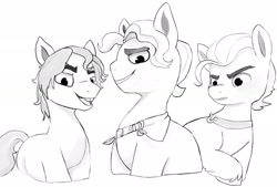 Size: 2048x1381 | Tagged: safe, artist:beckydoki, sprout cloverleaf, earth pony, pony, g5, my little pony: a new generation, black and white, grayscale, lineart, male, meme, monochrome, ponified meme, stallion