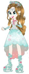 Size: 290x728 | Tagged: safe, artist:gihhbloonde, oc, oc only, oc:gihh bloonde, equestria girls, g4, base used, clothes, dress, eyelashes, female, floral head wreath, flower, ice skates, open mouth, simple background, smiling, solo, transparent background