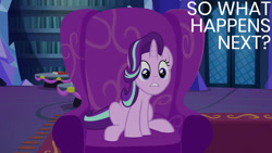 Size: 1280x720 | Tagged: safe, edit, edited screencap, editor:quoterific, screencap, starlight glimmer, pony, unicorn, a hearth's warming tail, g4, season 6, female, mare, solo, twilight's castle