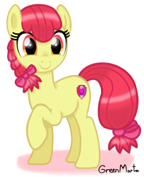 Size: 1372x1684 | Tagged: safe, artist:greenmarta, apple bloom, earth pony, pony, g4, alternate hairstyle, base used, female, filly, simple background, solo, teenage apple bloom, transparent background