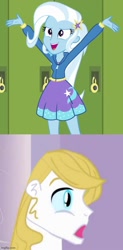 Size: 500x1014 | Tagged: safe, prince blueblood, trixie, equestria girls, equestria girls specials, g4, my little pony equestria girls: better together, my little pony equestria girls: forgotten friendship, female, male, ship:bluetrix, shipping, shipping domino, straight, surprised blueblood