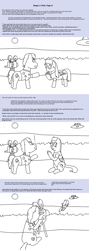 Size: 1400x3943 | Tagged: safe, artist:nuttyhoof, oc, oc:bingo, 1000 hours in ms paint, crying, cyoa, cyoa:bingo's cyoa, film camera, filming, flower shirt, flying, flying saucer, horseria, licking, moon, nervous sweat, night, tongue out, ufo