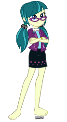 Size: 2000x3600 | Tagged: safe, artist:mixiepie, edit, juniper montage, equestria girls, equestria girls specials, g4, my little pony equestria girls: mirror magic, my little pony equestria girls: movie magic, barefoot, clothes, crossed arms, cute, feet, female, glasses, high res, simple background, skirt, smiling, solo, toes, transparent background