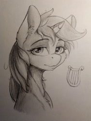 Size: 3456x4608 | Tagged: safe, artist:alcor, lyra heartstrings, pony, g4, looking at you, pencil drawing, sketch, sternocleidomastoid, traditional art