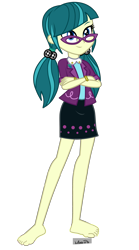 Size: 2000x3600 | Tagged: safe, artist:mixiepie, edit, juniper montage, equestria girls, equestria girls specials, g4, my little pony equestria girls: mirror magic, my little pony equestria girls: movie magic, barefoot, better version, clothes, crossed arms, cute, feet, glasses, high res, pigtails, simple background, skirt, smiling, solo, toes, transparent background