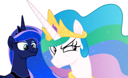 Size: 4202x2580 | Tagged: safe, artist:cirillaq, princess celestia, princess luna, alicorn, pony, between dark and dawn, g4, duo, duo female, female, high res, mare, royal sisters, siblings, simple background, sisters, smiling, smirk, transparent background, vector