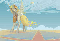 Size: 4096x2800 | Tagged: safe, artist:thelordgemm, derpy hooves, pegasus, pony, g4, female, mail, mailmare, satchel, solo, spread wings, wings