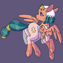 Size: 600x600 | Tagged: safe, artist:petaltheartist, somnambula, pegasus, pony, g4, butt, egyptian, egyptian headdress, egyptian pony, female, mare, plot, simple background, solo, spread wings, wings