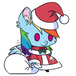 Size: 1804x1804 | Tagged: artist needed, source needed, safe, rainbow dash, pegasus, pony, g4, christmas, clothes, costume, holiday, padoru, santa costume, simple background, solo, white background