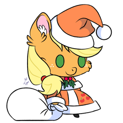 Size: 1804x1804 | Tagged: artist needed, source needed, safe, applejack, g4, christmas, clothes, costume, cute, holiday, jackabetes, padoru, santa costume, simple background, solo, white background