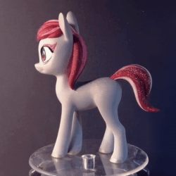 Size: 600x600 | Tagged: safe, artist:shydale, sugar moonlight, earth pony, pony, g4, g5, my little pony: a new generation, 3d print, animated, butt, featureless crotch, female, figurine, g5 to g4, generation leap, irl, loop, mare, multicolored hair, no sound, perfect loop, plot, solo, turnaround, webm
