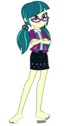 Size: 2000x3600 | Tagged: safe, artist:mixiepie, edit, juniper montage, equestria girls, equestria girls specials, g4, my little pony equestria girls: mirror magic, my little pony equestria girls: movie magic, barefoot, clothes, crossed arms, cute, feet, female, high res, nail polish, pigtails, simple background, skirt, solo, toenail polish, transparent background