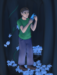Size: 2977x3907 | Tagged: safe, artist:daf, part of a set, oc, oc only, oc:poison trail, human, detailed background, flower, high res, human male, human to pony, male, poison joke, solo, transformation, transformation sequence