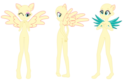 Size: 2060x1340 | Tagged: safe, artist:machakar52, fluttershy, equestria girls, g4, base, crystal wings, hands behind back, looking back, one eye closed, pegasus wings, ponied up, super ponied up, wings, wink