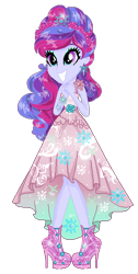 Size: 296x586 | Tagged: safe, artist:gihhbloonde, oc, oc only, equestria girls, g4, base used, clothes, dress, eyelashes, female, grin, high heels, shoes, simple background, smiling, solo, transparent background