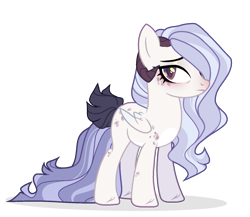 Size: 1695x1472 | Tagged: safe, artist:teaneey, oc, oc only, hybrid, pony, base used, female, frown, horns, interspecies offspring, mare, offspring, parent:discord, parent:fluttershy, parents:discoshy, simple background, solo, transparent background, wings
